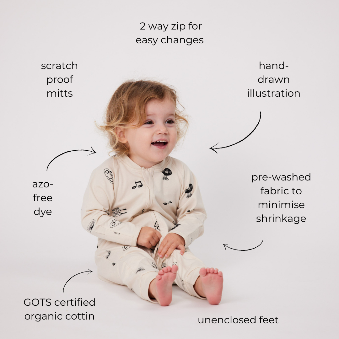 Groovy groms organic sleepsuit