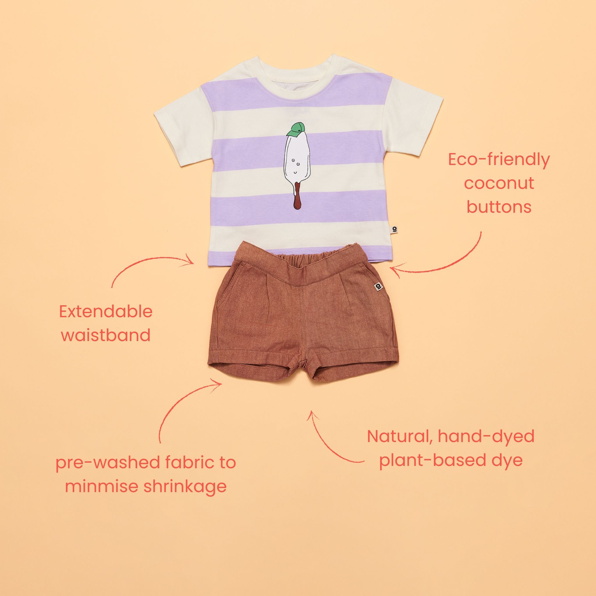 "It's all G" organic shorts in tan