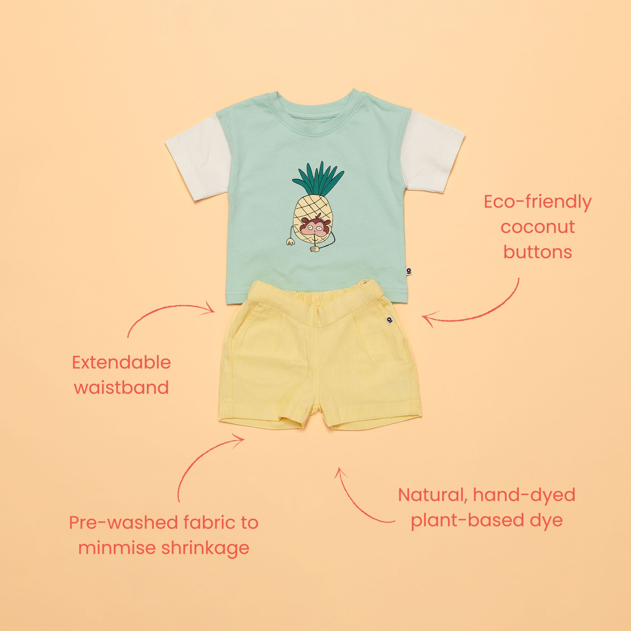 "It's all G" organic shorts in yellow