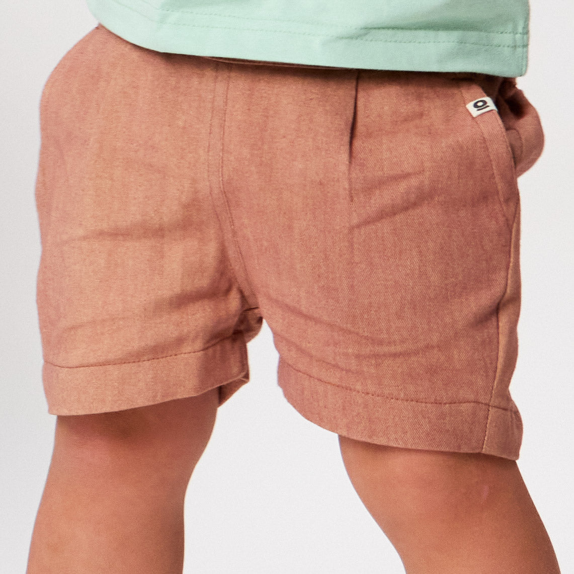 "It's all G" shorts in tan - 100% organic cotton, extendable waistband