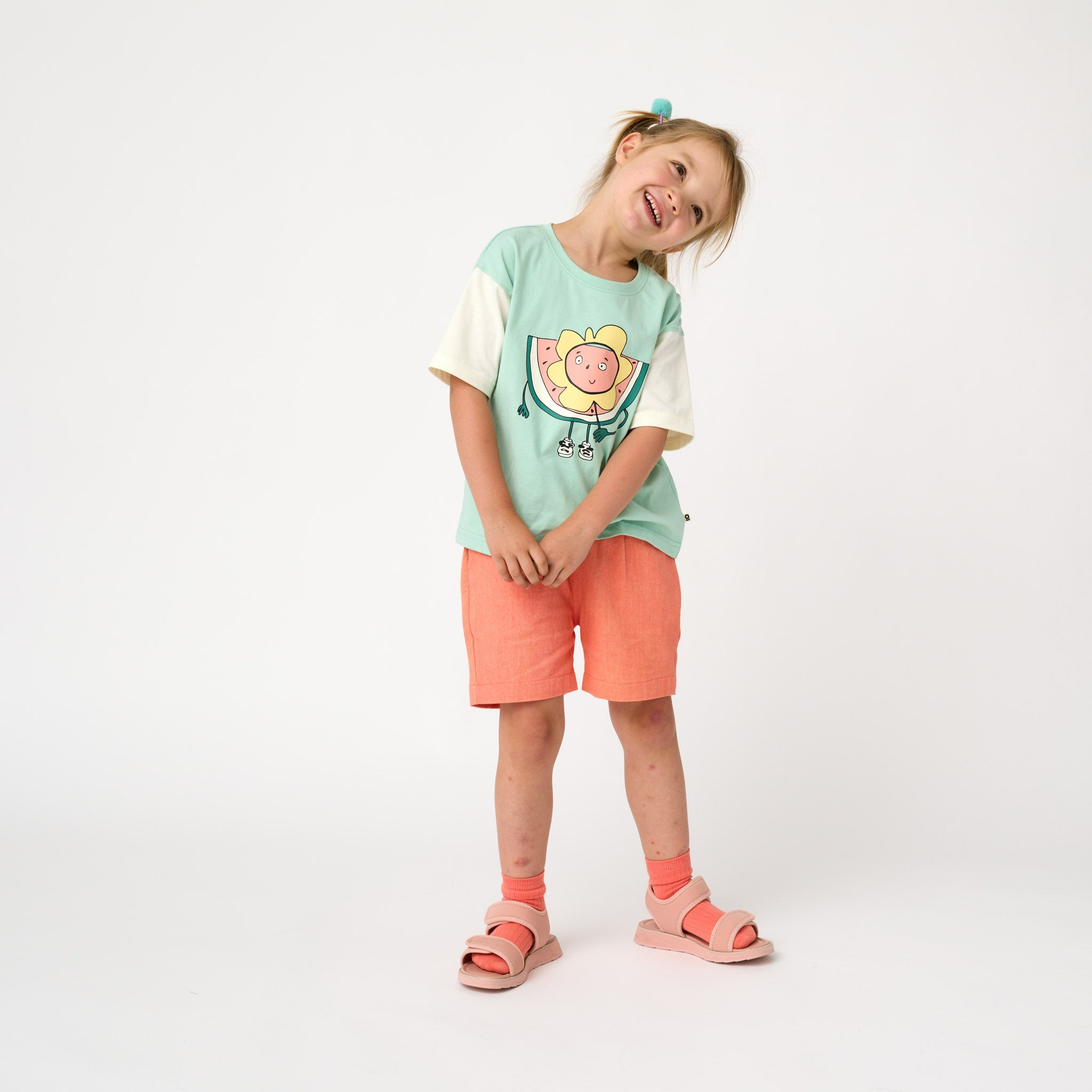 "It's all G" organic shorts in peachy pink