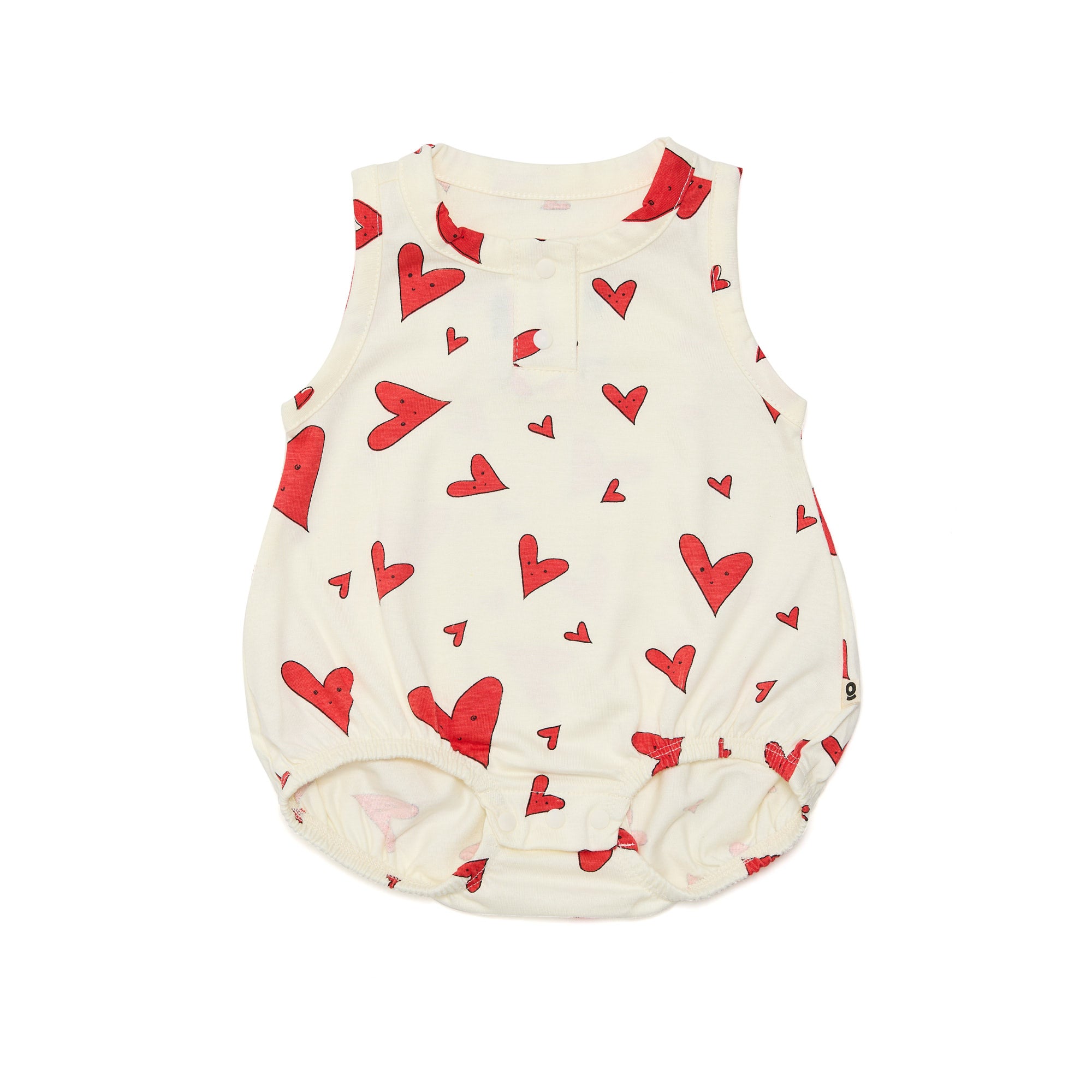 I got your heart Romper: 100% Organic Cotton - Cream / Red