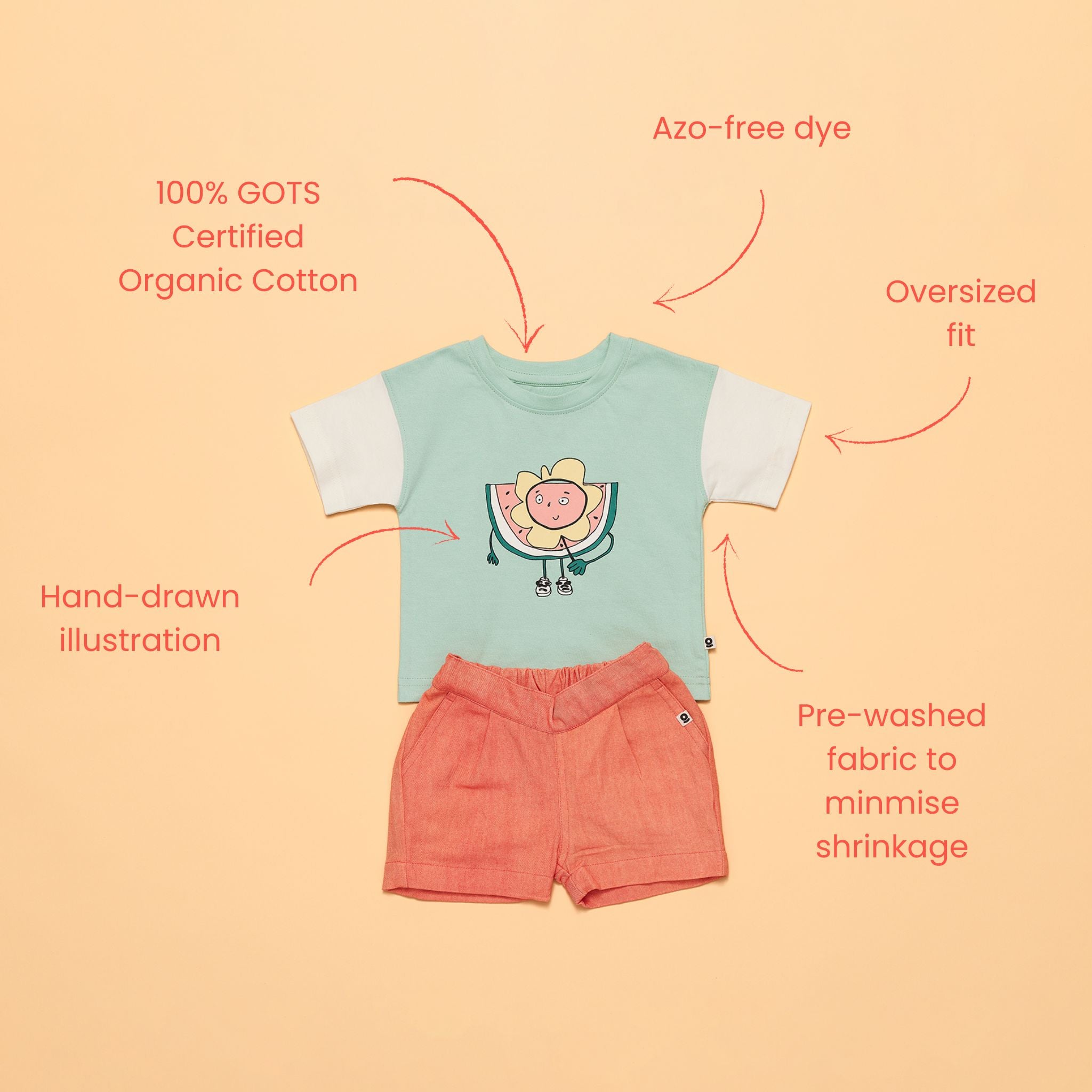 Flower power watermelon - baby and kids t-shirt: GOTS certified 100% organic cotton